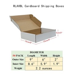 RLAVBL 9x6x2 Shipping Boxes Set of 50, White Small Corrugated Cardboard Box, …