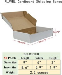 9x6x2 White Corrugated Shipping Boxes – Set of 50
