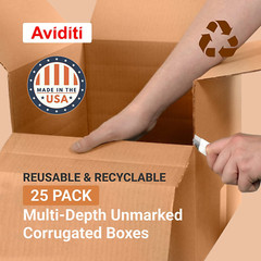 Shipping Boxes Multi-Depth 12″L X 10″W X 8″H, 25-Pack | Corrugated Cardboard Box