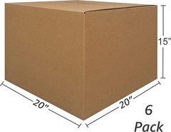 Large Moving Boxes 20” x 20” x 15” Pack of 6, Corrugated Cardboad Boxes Fo…