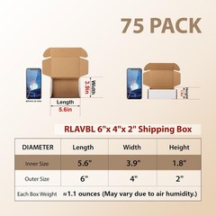 Brand New 75 Pack 6x4x2 White Cardboard