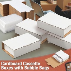50 Pcs Cassette Mailers Cardboard Cassette Boxes with Sealing Bubble Protecti…