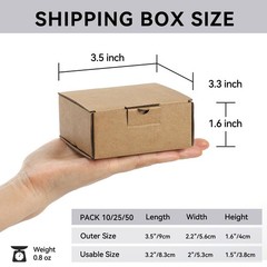 50 PCS 3.5×3.3×1.6 Inch Small Shipping Boxes Brown Corrugated Cardboard