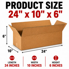 24x10x6 Corrugated Shipping Boxes 32 ECT Kraft Mailing Boxes 100-300 Pack