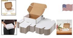 25 Pack 8x6x2 Inch White Corrugated Shipping Boxes for Small Business & Gifts