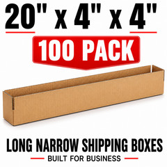 100 Boxes 20″x4″x4″ Long Corrugated Shipping Boxes ECT-32 Kraft Packing Cartons