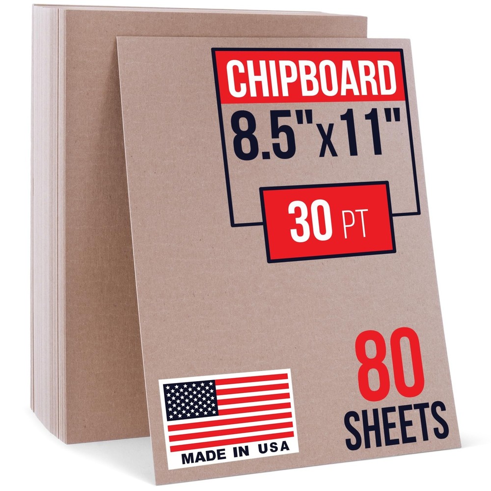 8.5″ x 11″ Brown Kraft Plain Chipboard Sheets, 30 Pt Thick – Made in USA D