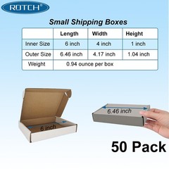 50 Pack 6x4x1” Small Shipping Boxes, Cardboard Corrugated Mailers, White (M6…