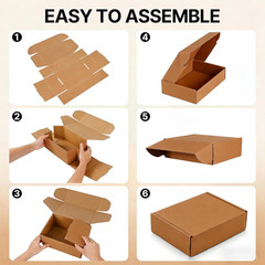 8X6X2 Inches Small Brown Shipping Boxes 25 Pack，Corrugated Cardboard Gift Boxes，