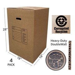 UBMOVE Kitchen Moving Boxes (4 Pack) Double Wall 18x18x28″ Heavy Duty Boxes