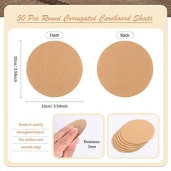 50 Pcs 4 In Round 2mm Thick Corrugated Cardboard Sheets Craft Flat Pads