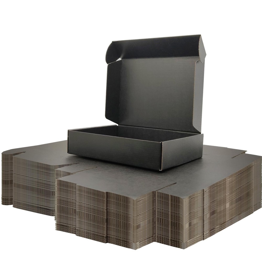 9x6x2 inches Small Shipping Boxes Set of 50 – Black Mailer Corrugated Cardboa…