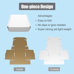 50 Pack 6x4x1 Inch White Corrugated Shipping Boxes, Cardboard Literature Mailers