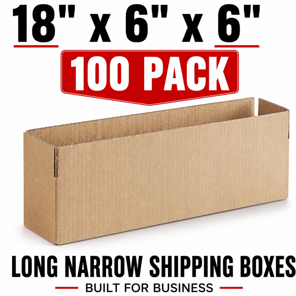 100 Pack 18x6x6 Corrugated Shipping Boxes Kraft Cardboard Mailer Packing Boxes