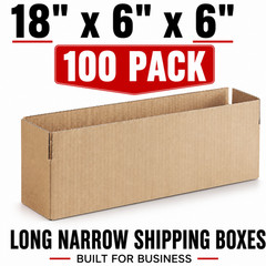18 x 6 x 6 Kraft Corrugated Shipping Boxes 100 Pack Long Narrow Boxes