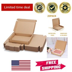 Lightweight 7x5x1 Inch Kraft Brown Shipping Boxes – 25 Pack for Easy Storage