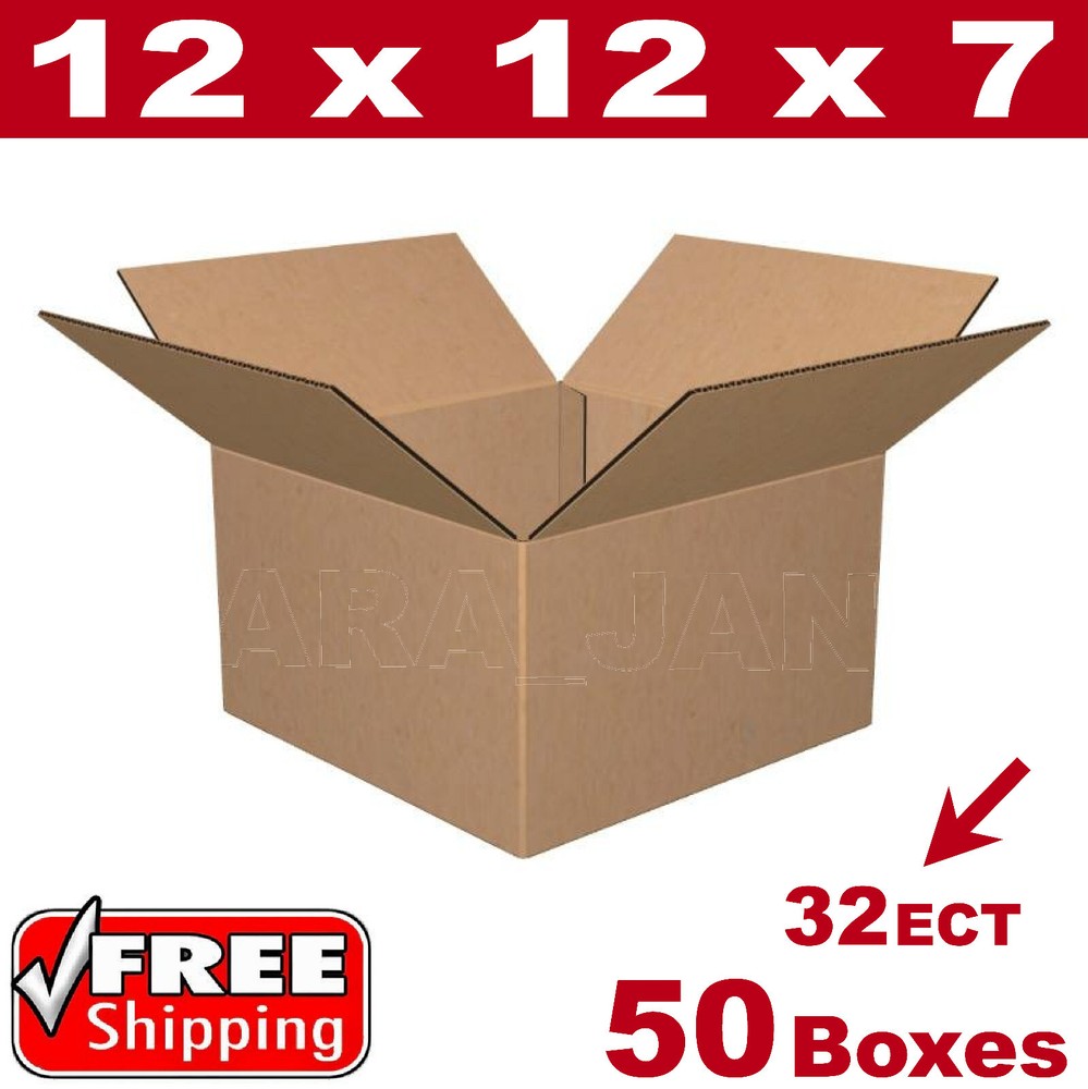 50- 12x12x7 Cardboard Boxes Mailing Packing Shipping 32ECT Box Corrugated Carton
