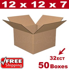 50- 12x12x7 Cardboard Boxes Mailing Packing Shipping 32ECT Box Corrugated Carton