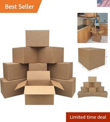 Durable Cardboard Moving Boxes – 10-Piece Set, 18″ x 14″ x 12″ for Packing Needs