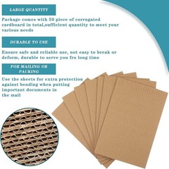 Corrugated Cardboard Squares for Shipping, 9×6 Inch, 50 Pack