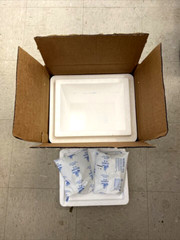 Styrofoam Insulated Medical Cooler With Outer Shipping Box and 2 Gel Ice Packs
