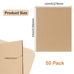 50 Pack 11×14 Inch Brown Corrugated Cardboard Sheets Flat Cardboard Sheets fo…