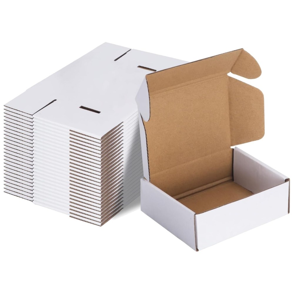 Pack of 25 Easy to Assemble 6x4x2 White Shipping Boxes for Small Business Use