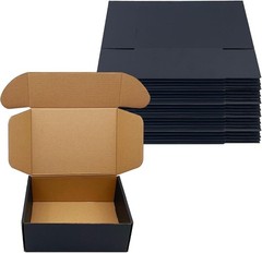 24 Customizable Black Mailer Boxes 8x6x3 in Bulk for Easy Assembly and Shipping