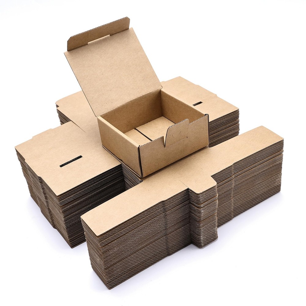 50 PCS 3.5×3.3×1.6 Inch Small Shipping Boxes Corrugated Cardboard Mailer