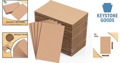 50 Pack Flat Corrugated Cardboard Sheets for Packaging & DIY Projects