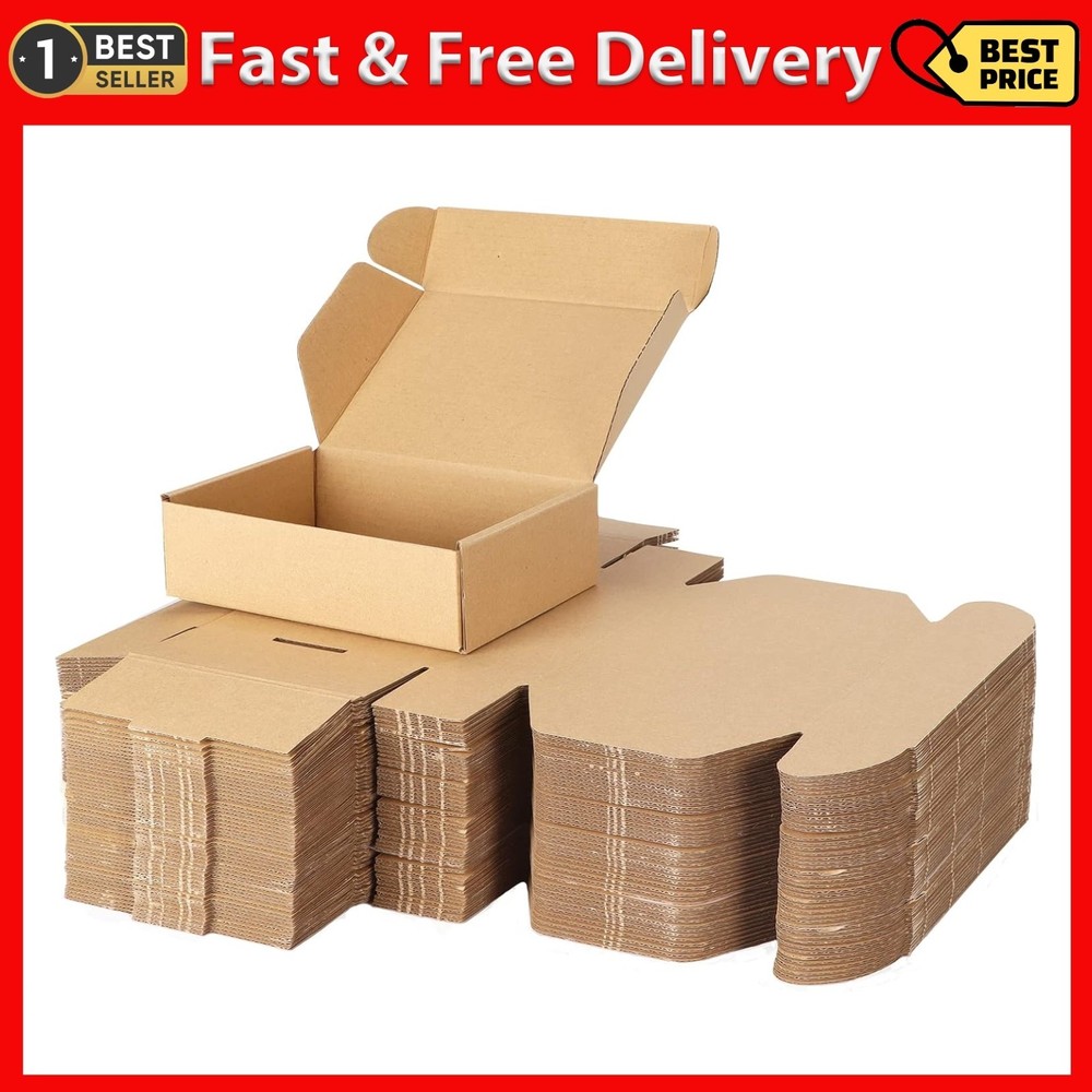 50 Pack 7x5x2 Shipping Boxes Brown Mailer Cardboard Packaging Boxes