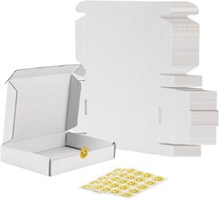 6X4X1 Shipping Boxes Set of 50, White Corrugated Cardboard Box for Packing, Mail