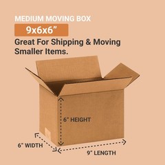 Small Shipping Boxes, 9″L x 6″W x 6″H (25-Pack) Heavy Duty Corrugated Cardboa…