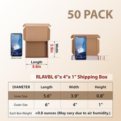 50-Pack 6x4x1 Eco-Friendly Shipping Boxes | Lightweight Corrugated Mailers