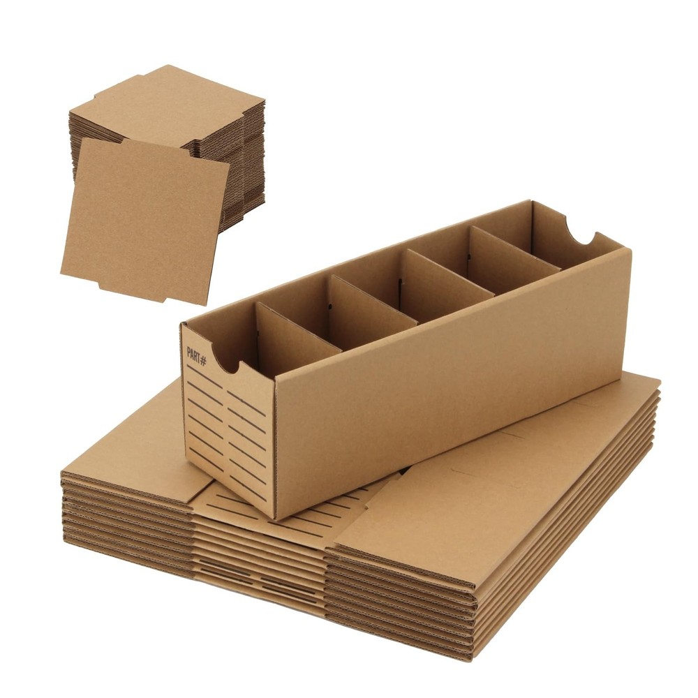 Parts Bins with Dividers, Cardboard Storage Boxes, Pantry Organizer Boxes, Pa…