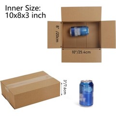 Corrugated Cardboard Box 10x8x3 Inch – 6 Pieces for Shipping, Packaging