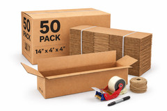 50 Corrugated Cardboard Boxes 14x4x4 ECT 32 Shipping Packing Cartons Kraft