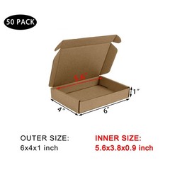 50 Pack 6x4x1 Inches Small Shipping Boxes, Brown Corrugated Cardboard …
