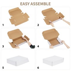 RLAVBL 30 Pack 9x6x2 Shipping Boxes, White Corrugated Cardboard Mailer Box fo…