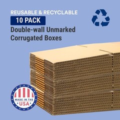 10-Pack 100 lb Capacity Shipping Boxes 24″L x 18″W x 12″H – Perfect for Moves