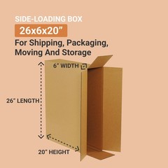 Side Loading Shipping Boxes Large 26″L x 6″W x 20″H 10-Pack – Corrugated Card…