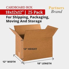 18 x 12 x 12 Corrugated Cardboard Boxes, Medium 18″L x 12″W x 12″H, Pack of 25