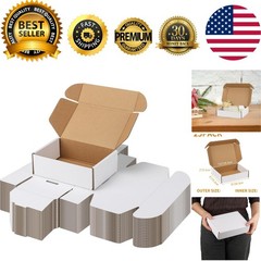 8x6x2 Inch Shipping Boxes 25 Pack White, Tab Lock Tuck Top Mailer Boxes for P…