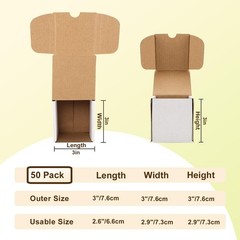 50pcs 3X3X3 inch Small Shipping Boxes for Business, White Corrugated Cardboar…