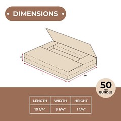 50-Case 10 1/4 x 8 1/4 x 1 1/4″ Kraft Easy-Fold Mailers -Economical and Reliable