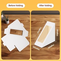 50 Pcs Sandwich Packaging Take Out Boxes Containers with Window 4.7×4.7×2.6 I…