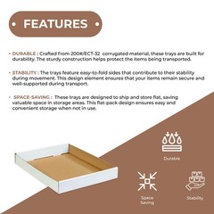 50-Pack: 15x12x1 3/4″ White Corrugated Trays – ECT-32 for Efficient Packaging