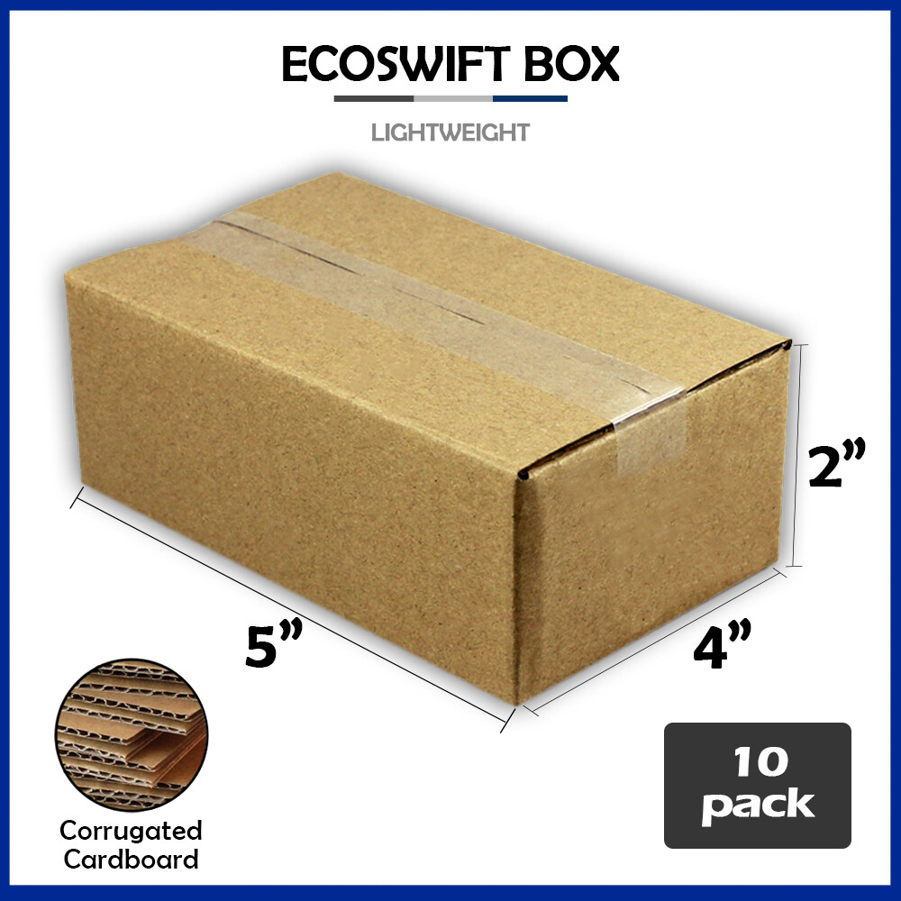10 5x4x2 “EcoSwift” Brand Cardboard Box Packing Mailing Shipping Corrugated