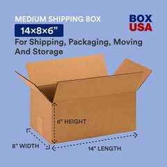 14 X 8 X 6 Corrugated Cardboard Boxes, Medium 14″L X 8″W X 6″H, Pack of 25 | Shi