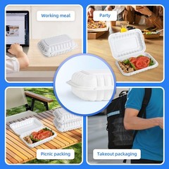 YANGRUI 50-Pack 28oz 9×6 White Takeout Boxes – Shrink Wrapped No Pre-Wash | B…